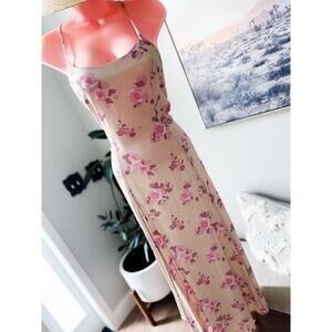 Loose Braids + Love Letters dreamy blooming floral flowy slit front maxi dress